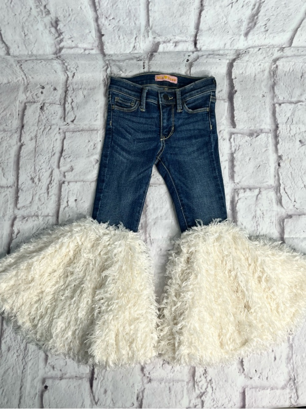 Girls Feather Bell Bottom Jeans, Toddler Flare Denim Pants, size 5